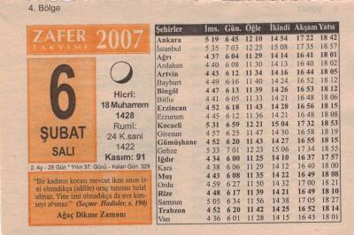 6 Şubat 2007 Takvim Yaprağı EFM(N)5639 - 3