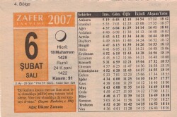 6 Şubat 2007 Takvim Yaprağı EFM(N)5639 - Gökçekoleksiyon