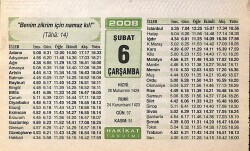 6 Şubat 2008 Takvim Yaprağı - Doğum Günü Hediyesi EFM(N)7500 - Gökçekoleksiyon