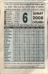 6 Şubat 2008 Takvim Yaprağı - Doğum Günü Hediyesi EFM(N)7530 - Gökçekoleksiyon