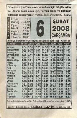 6 Şubat 2008 Takvim Yaprağı - Doğum Günü Hediyesi EFM(N)7530 - 1