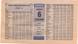 6 Şubat 2008 Takvim Yaprağı EFM(N)5553 - Gökçekoleksiyon
