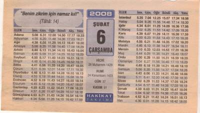 6 Şubat 2008 Takvim Yaprağı EFM(N)5553 - 1