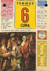 6 Temmuz 1973 Takvim Yaprağı - Doğum Günü Hediyesi EFM(N)11785 - Gökçekoleksiyon