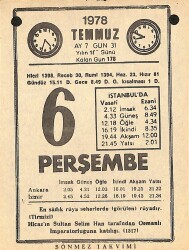 6 Temmuz 1978 Takvim Yaprağı - Doğum Günü Hediyesi EFMN15354 - Gökçekoleksiyon