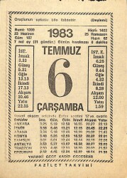 6 Temmuz 1983 Takvim Yaprağı - Doğum Günü Hediyesi EFM(N)12017 - Gökçekoleksiyon