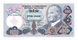 6.Emisyon 1.Tertip 1000 Türk Lirası Seri B70 - ÇİL TCK10473 - Gökçekoleksiyon