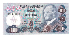 6.Emisyon 1.Tertip 1000 Türk Lirası Seri B70 - ÇİL TCK10435 - Gökçekoleksiyon