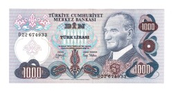 6.Emisyon 2.Tertip 1000 Türk Lirası Seri D22 - ÇÇT+ TCK10474 - Gökçekoleksiyon