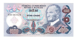 6.Emisyon 1.Tertip 1000 Türk Lirası Seri D36 - ÇİL TCK10433 - Gökçekoleksiyon