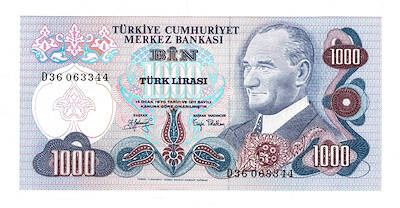 6.Emisyon 1.Tertip 1000 Türk Lirası Seri D36 - ÇİL TCK10433 - 1