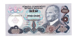 6.Emisyon 1.Tertip 1000 Türk Lirası Seri F76 - ÇİL TCK10434 - Gökçekoleksiyon