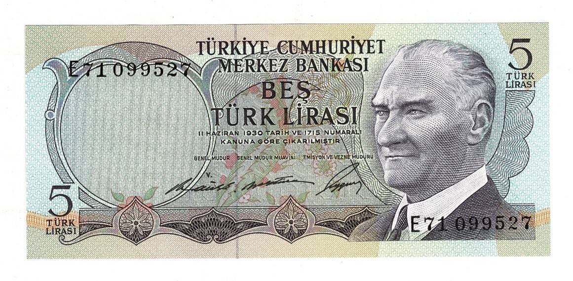 6.Emisyon 1.Tertip 5 Türk Lirası *Filigran Farklı* - ÇİL TCK10054 - 3