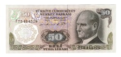 6.Emisyon 1.Tertip 50 Lira Seri F75 - ÇİL TCK10461 - Gökçekoleksiyon