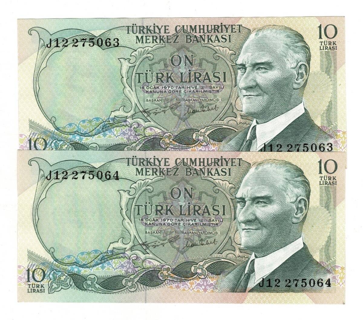 6.Emisyon 2.Tertip 10 Türk Lirası *Seri Takipli J12* - ÇİL TCK10067 - 3