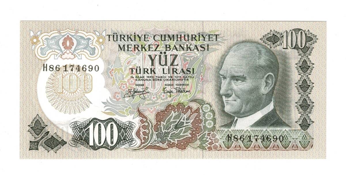 6.Emisyon 2.Tertip 100 Lira Seri H86 - ÇİL *Seri No Fosforlu* TCK10469 - 1