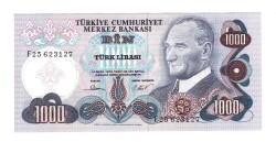 6.Emisyon 3.Tertip 1000 Türk Lirası Seri F25 - ÇİL TCK10476 - Gökçekoleksiyon