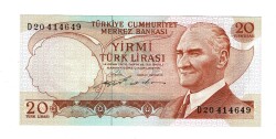 6.Emisyon 2.Tertip 20 Türk Lirası Seri D20 - ÇİL TCK10478 - Gökçekoleksiyon