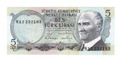 6.Emisyon 2.Tertip 5 Türk Lirası Seri K12 - ÇİL TCK10254 - Gökçekoleksiyon