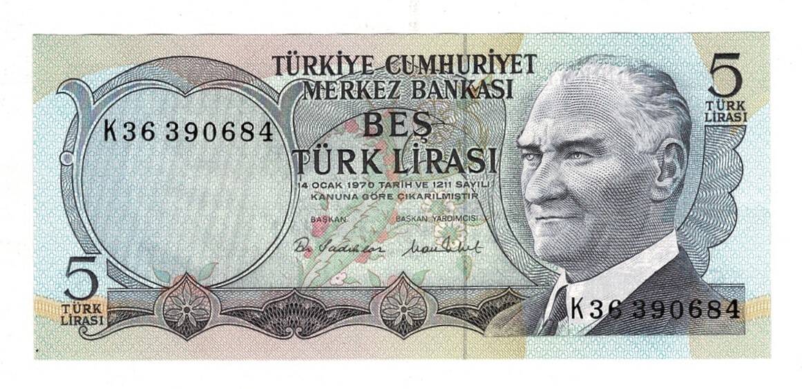 6.Emisyon 2.Tertip 5 Türk Lirası Seri K36 - ÇİL TCK10062 - 1