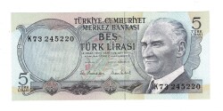 6.Emisyon 2.Tertip 5 Türk Lirası Seri K73 - ÇİL TCK10457 - Gökçekoleksiyon