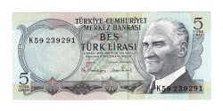 6.Emisyon 2.Tertip 5 Türk Lirası Seri K59 - ÇİL TCK10456 - Gökçekoleksiyon