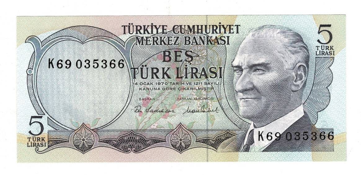 6.Emisyon 2.Tertip 5 Türk Lirası Seri K69 - ÇİL TCK10064 - 1