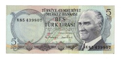 6.Emisyon 2.Tertip 5 Türk Lirası Seri K85 - ÇİL TCK10458 - Gökçekoleksiyon