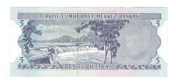 6.Emisyon 2.Tertip 5 Türk Lirası Seri J45 - ÇİL TCK10477 - 2