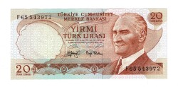 6.Emisyon 3.Tertip 20 Türk Lirası Seri F65 - ÇİL TCK10480 - Gökçekoleksiyon