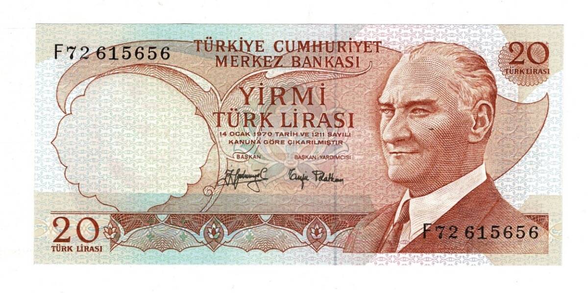 6.Emisyon 3.Tertip 20 Türk Lirası Seri F72 61-56-56 ÇİL TCK10077 - 3