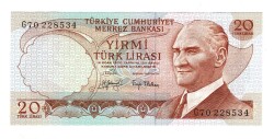6.Emisyon 3.Tertip 20 Türk Lirası Seri G70 - ÇİL TCK10485 - Gökçekoleksiyon