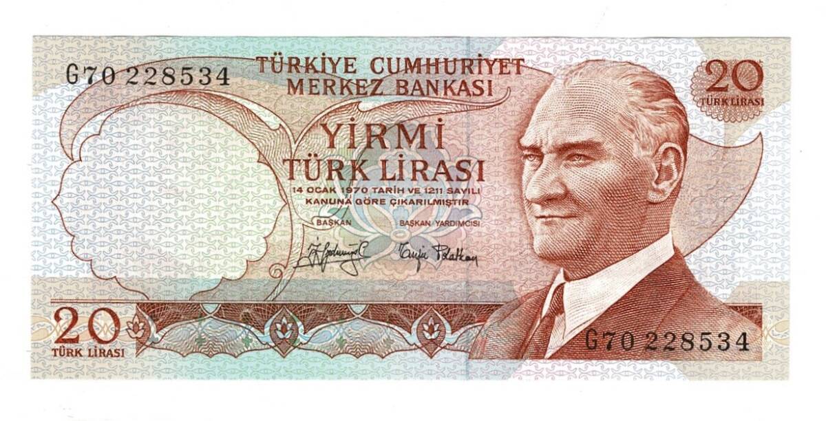 6.Emisyon 3.Tertip 20 Türk Lirası Seri G70 - ÇİL TCK10485 - 1