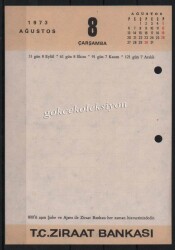 7-8 Ağustos 1973 Ziraat Bankası Takvim Yaprağı EFM632 - 2
