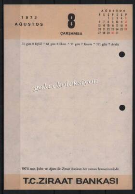 7-8 Ağustos 1973 Ziraat Bankası Takvim Yaprağı EFM632 - 2