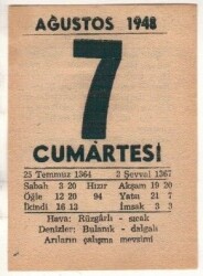 7 Ağustos 1948 Takvim Yaprağı EFM(N)1453 - 3