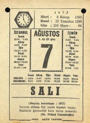 7 Ağustos 1973 Takvim Yaprağı - Doğum Günü Hediyesi EFM(N)10107 - 1