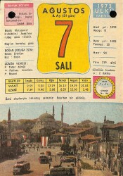 7 Ağustos 1973 Takvim Yaprağı - Doğum Günü Hediyesi EFM(N)9623 - Gökçekoleksiyon