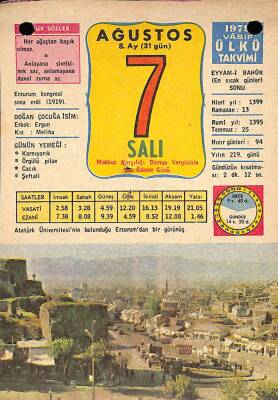 7 Ağustos 1979 Takvim Yaprağı - Doğum Günü Hediyesi EFM(N)9705 - 1