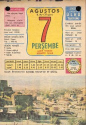 7 Ağustos 1980 Takvim Yaprağı - Doğum Günü Hediyesi EFM(N)9185 - Gökçekoleksiyon