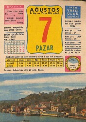 7 Ağustos 1988 Takvim Yaprağı - Doğum Günü Hediyesi EFM(N)9471 - Gökçekoleksiyon