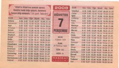 7 Ağustos 2008 Takvim Yaprağı EFM(N)2292 - 1