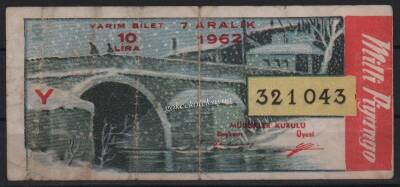 7 Aralık 1962 Yarım Bilet PYB2844 - 1