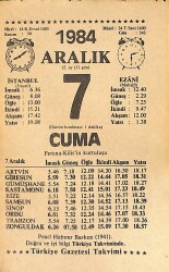 7 Aralık 1984 Takvim Yaprağı - Doğum Günü Hediyesi EFMN14517 - Gökçekoleksiyon