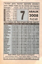 7 Aralık 2008 Takvim Yaprağı - Doğum Günü Hediyesi EFMN16326 - Gökçekoleksiyon