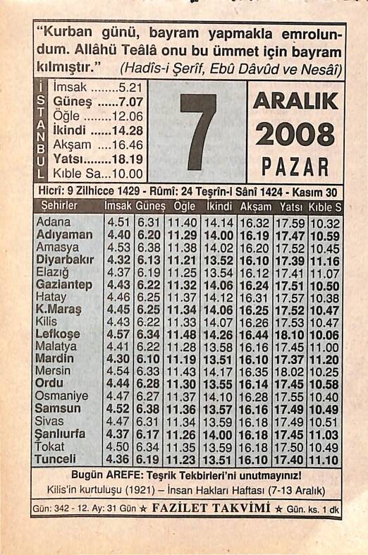 7 Aralık 2008 Takvim Yaprağı - Doğum Günü Hediyesi EFMN16326 - 1