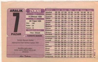 7 Aralık 2008 Takvim Yaprağı EFM(N)4350 - 2