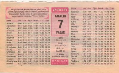 7 Aralık 2008 Takvim Yaprağı EFM(N)4442 - 2