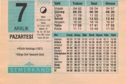 7 Aralık 2009 Takvim Yaprağı EFM(N)4381 - 1