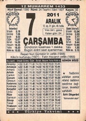 7 Aralık 2011 Takvim Yaprağı - Doğum Günü Hediyesi EFMN15252 - Gökçekoleksiyon